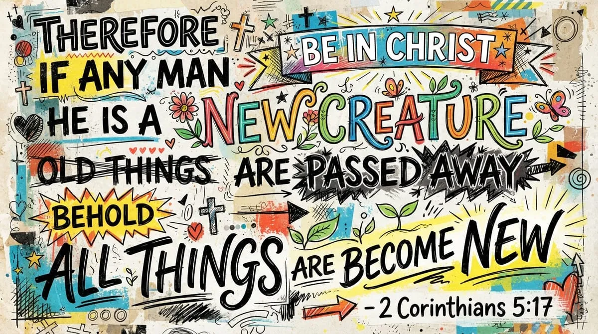 2 Corinthians 5:17 verse graphic from Church Canvas Tools on Nano Banana 2 Lite