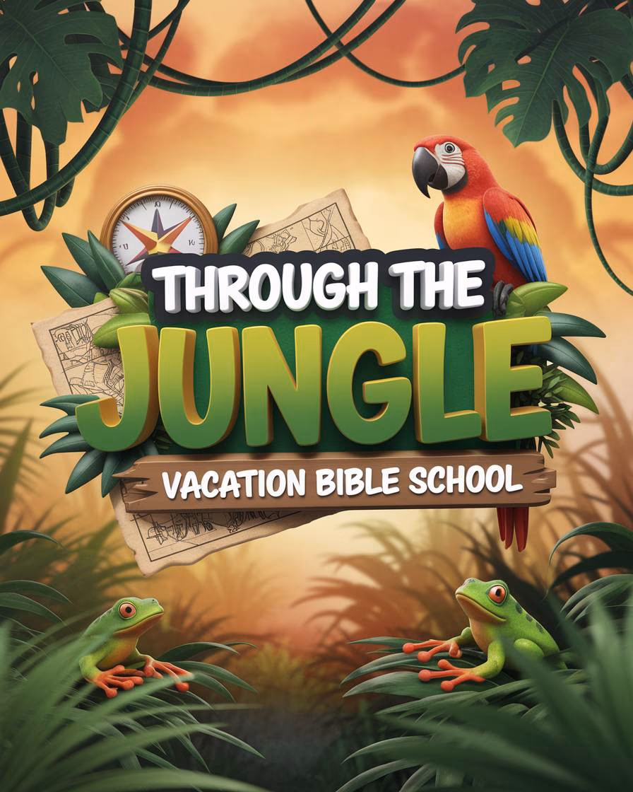 Through the Jungle Vacation Bible School graphic with jungle animals