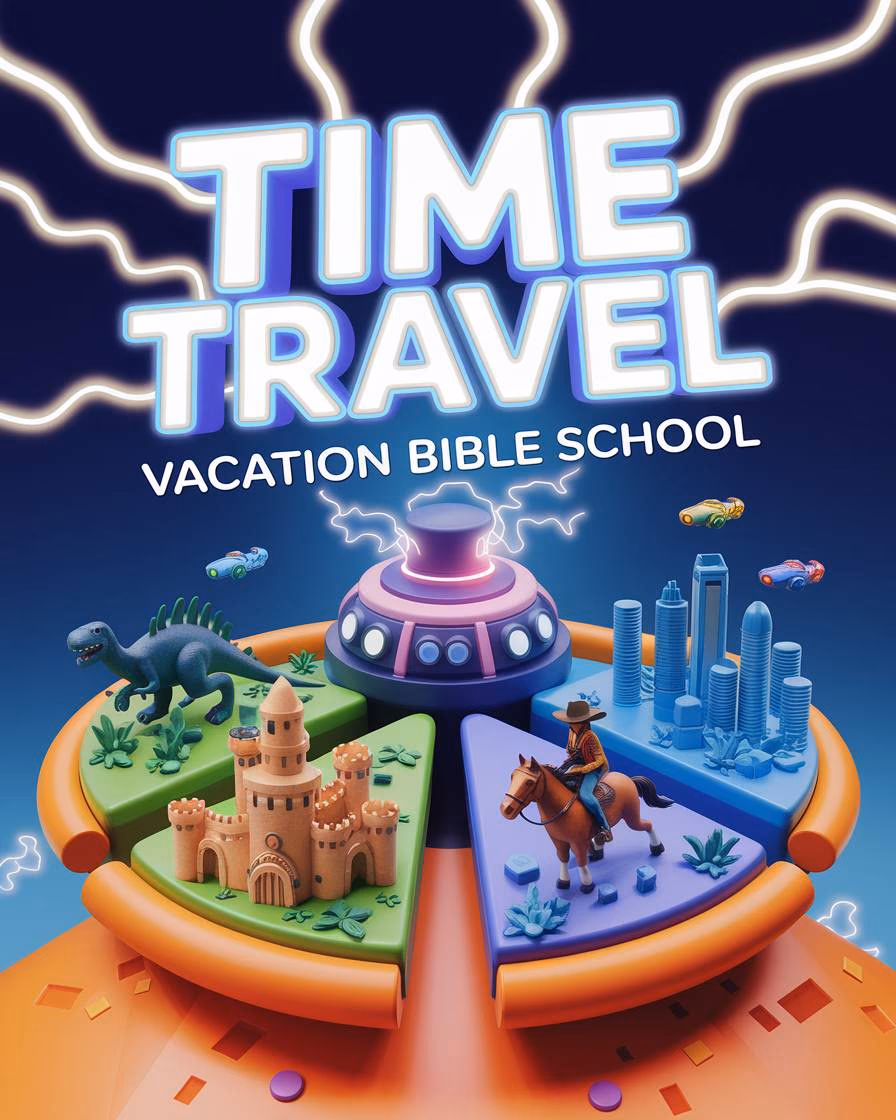 Heroes of Faith Vacation Bible School graphic with superhero kid