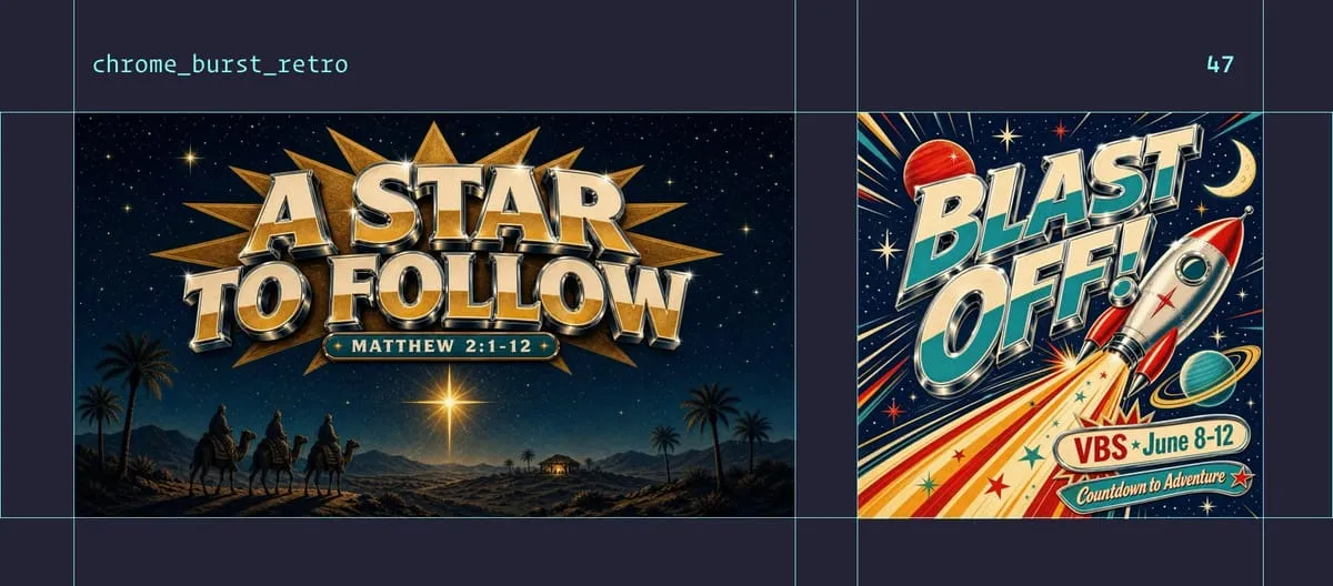 Chrome Burst Retro style examples