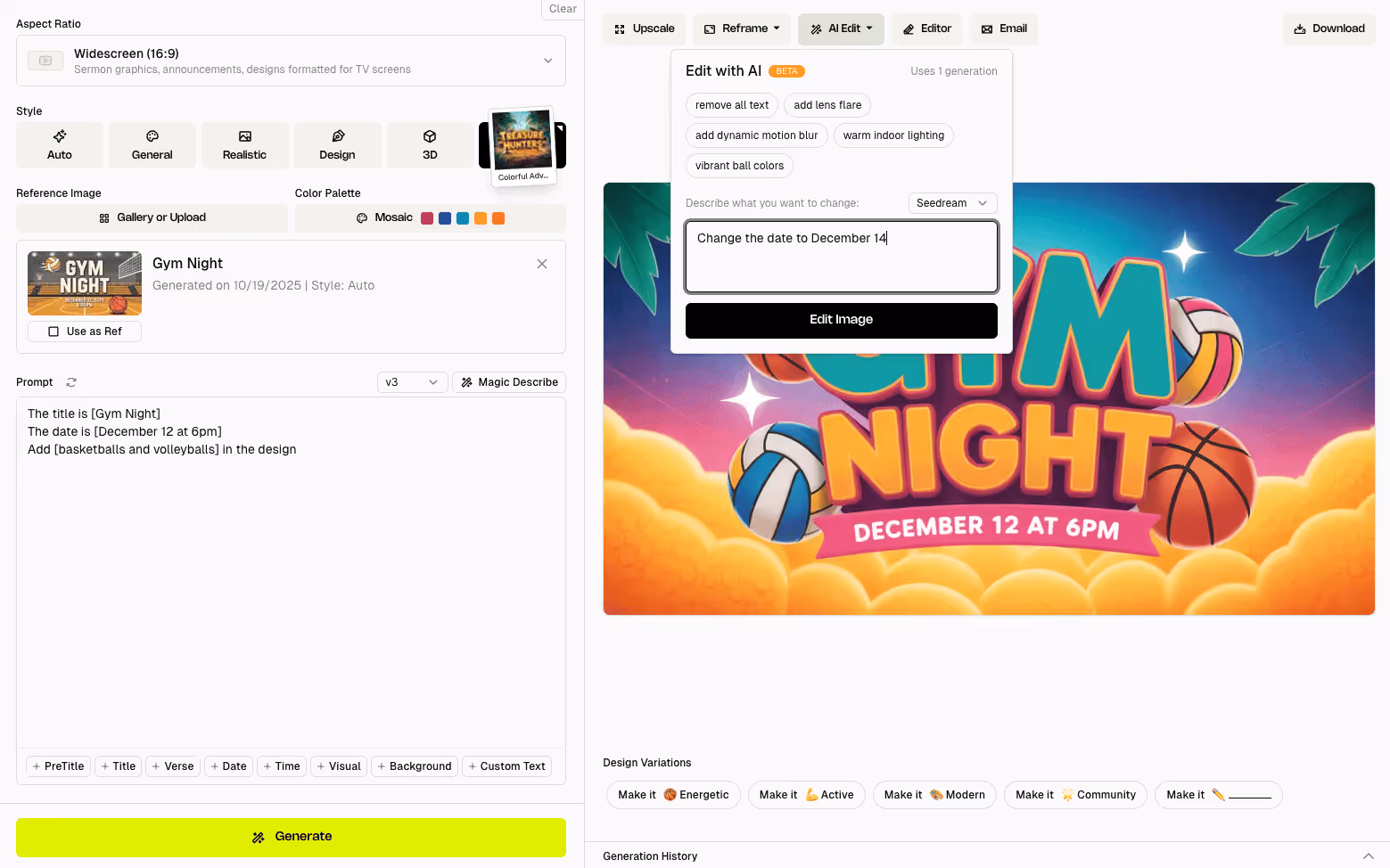 Edit with AI once you generate your image
