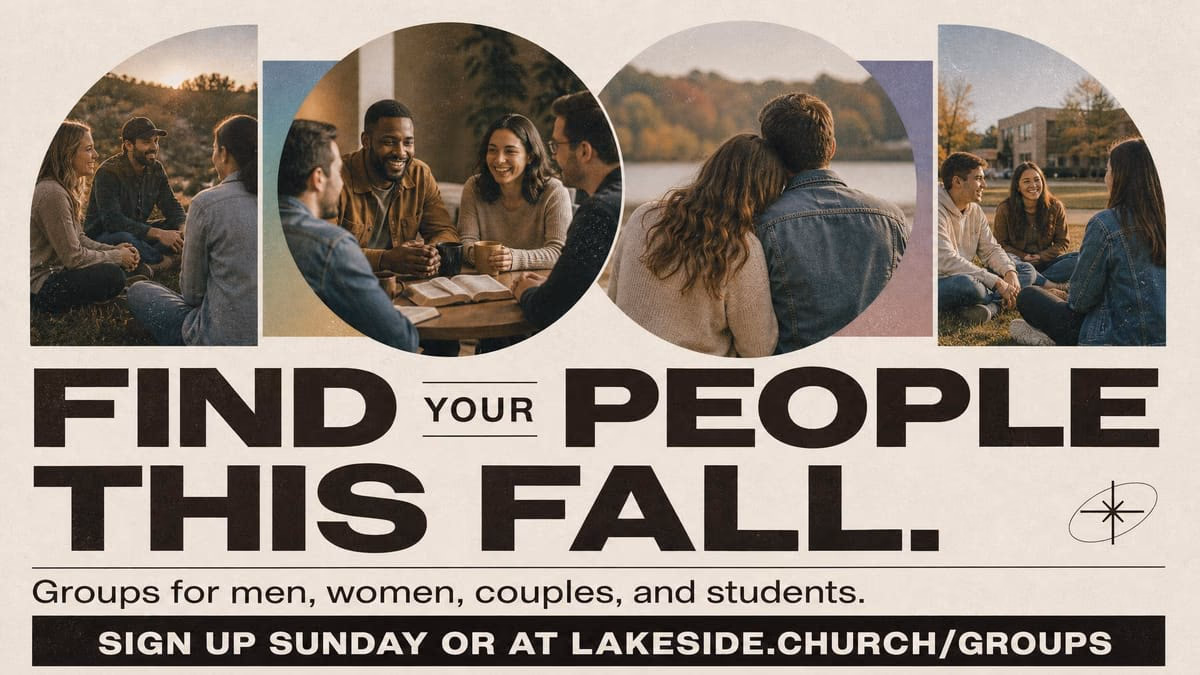 Bold Find your people this fall small groups graphic with a clear signup next step