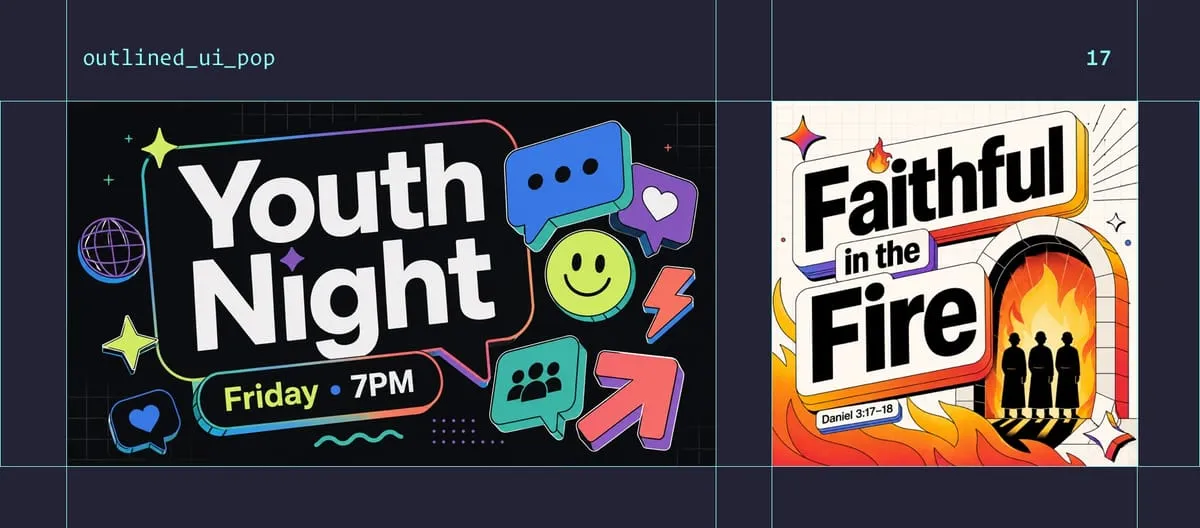Outlined UI Pop style examples