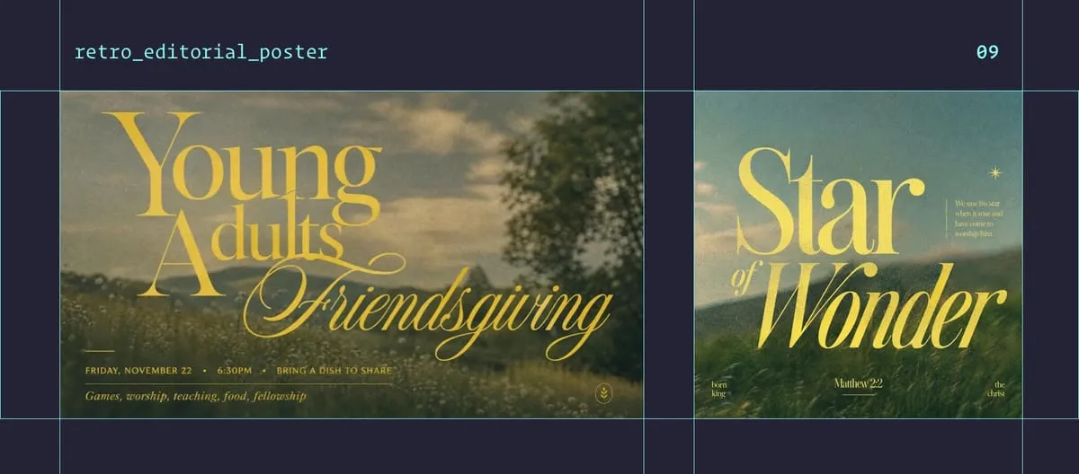 Retro Editorial Poster style examples