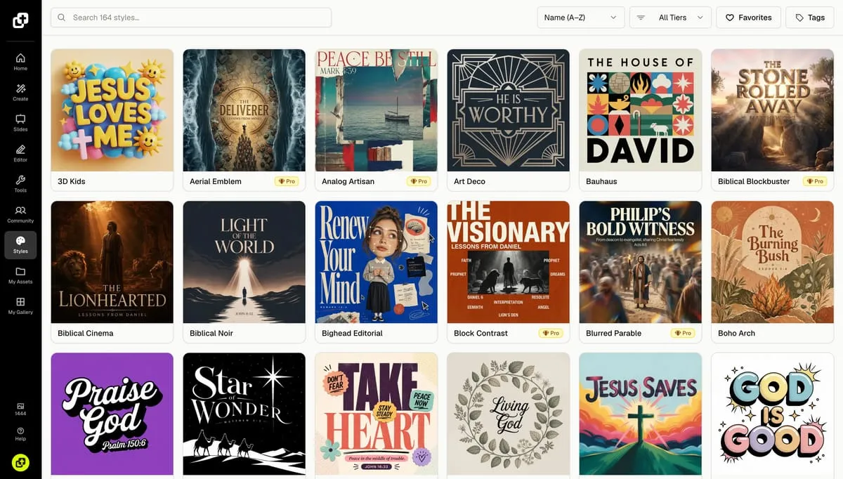 Style Browser in Church Canvas