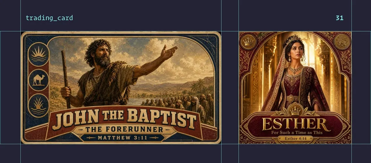 Trading Cards style examples